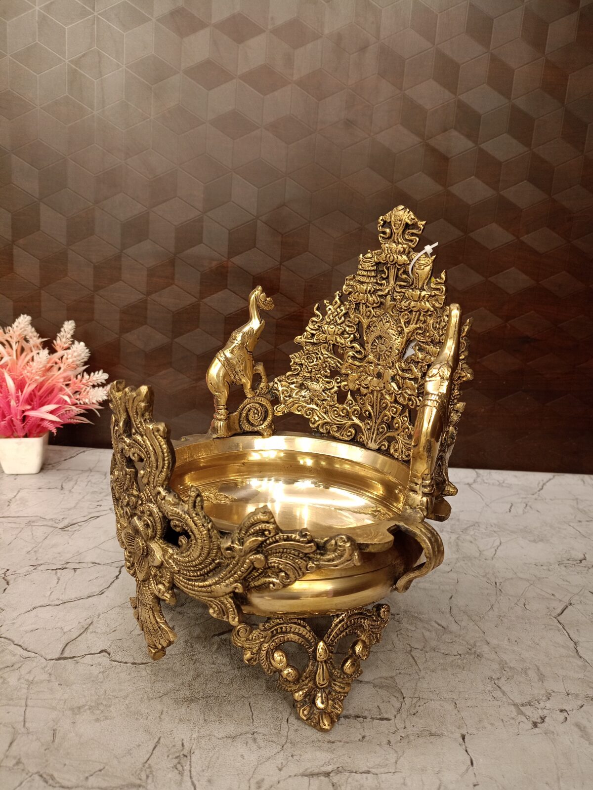 Buy Brass Design Uruli 11.5" For Home decor / Pooja - Image 4