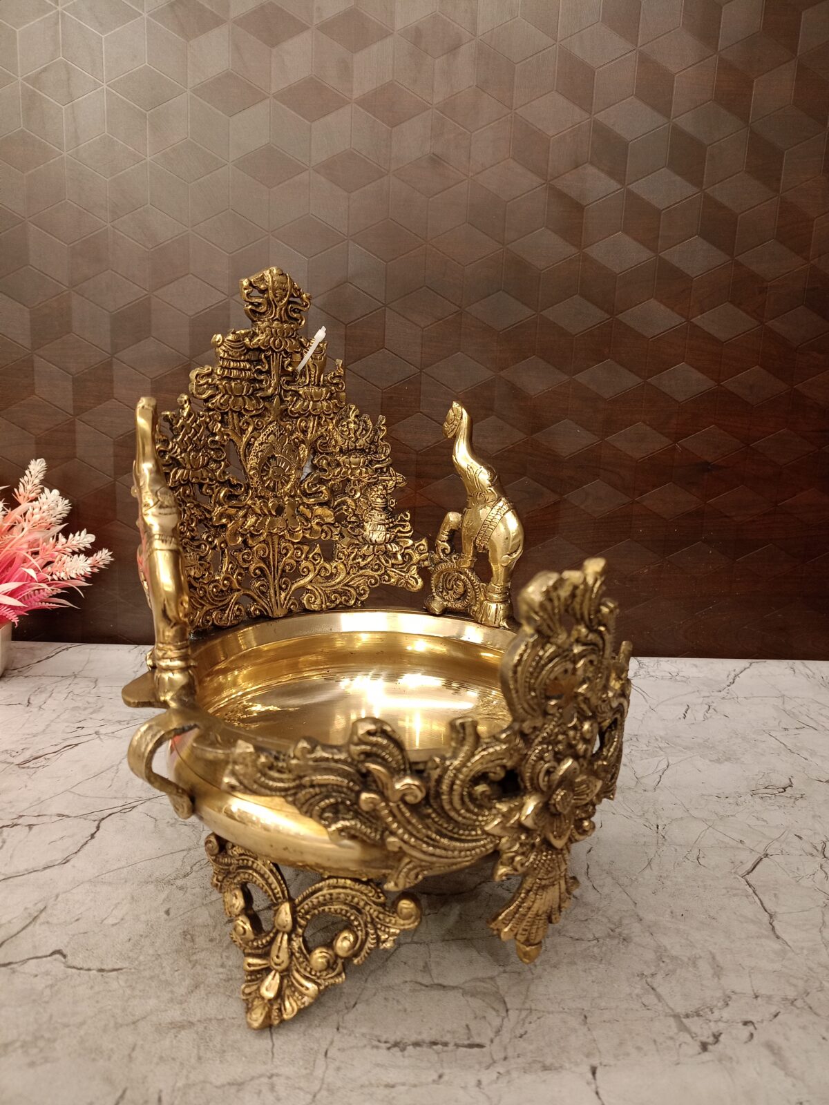 Buy Brass Design Uruli 11.5" For Home decor / Pooja - Image 3