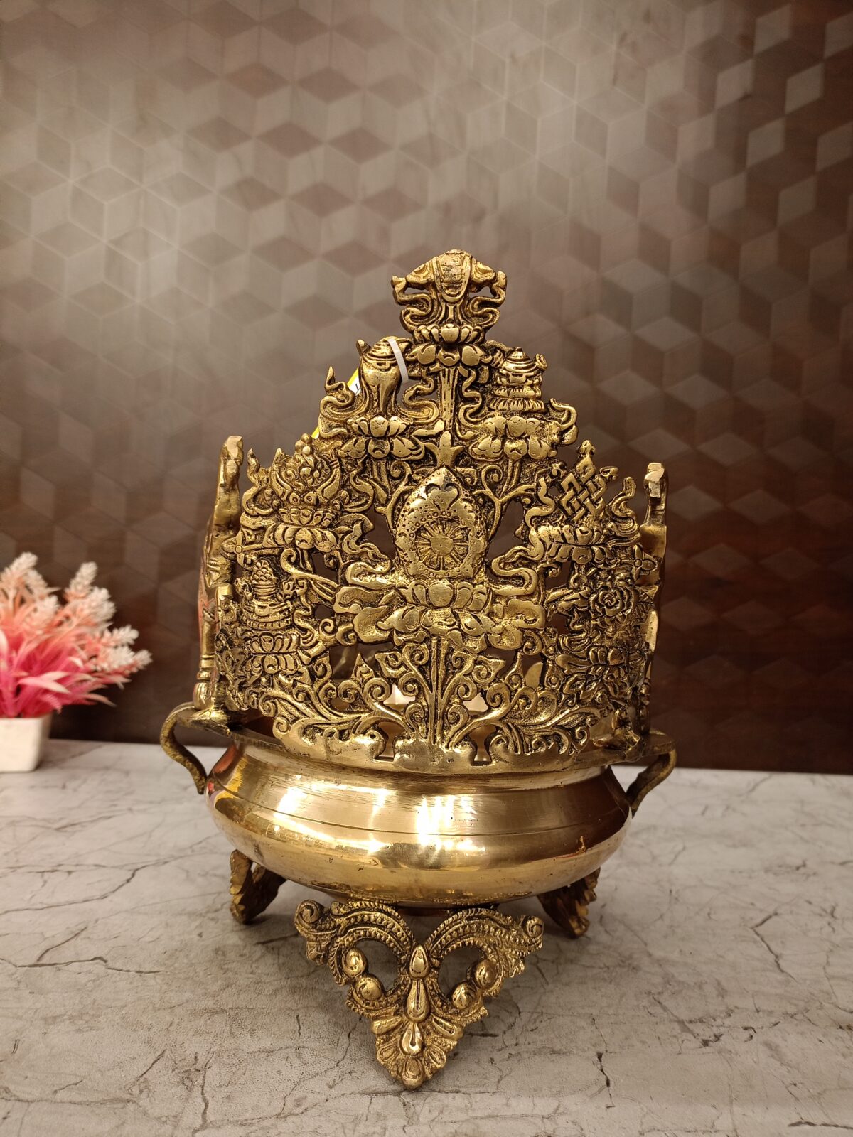 Buy Brass Design Uruli 11.5" For Home decor / Pooja - Image 2