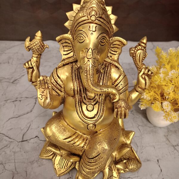 Buy Brass Ganesha Sitting On Lotus 10"