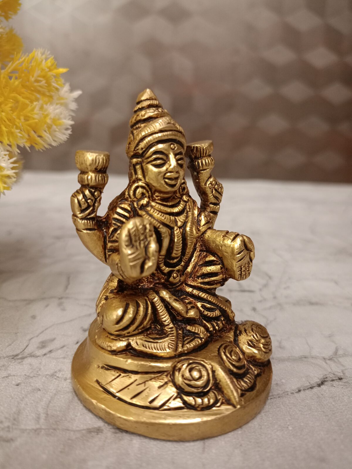 brass lakshmi idol flowers pooja vgocart coimbatore india1 scaled