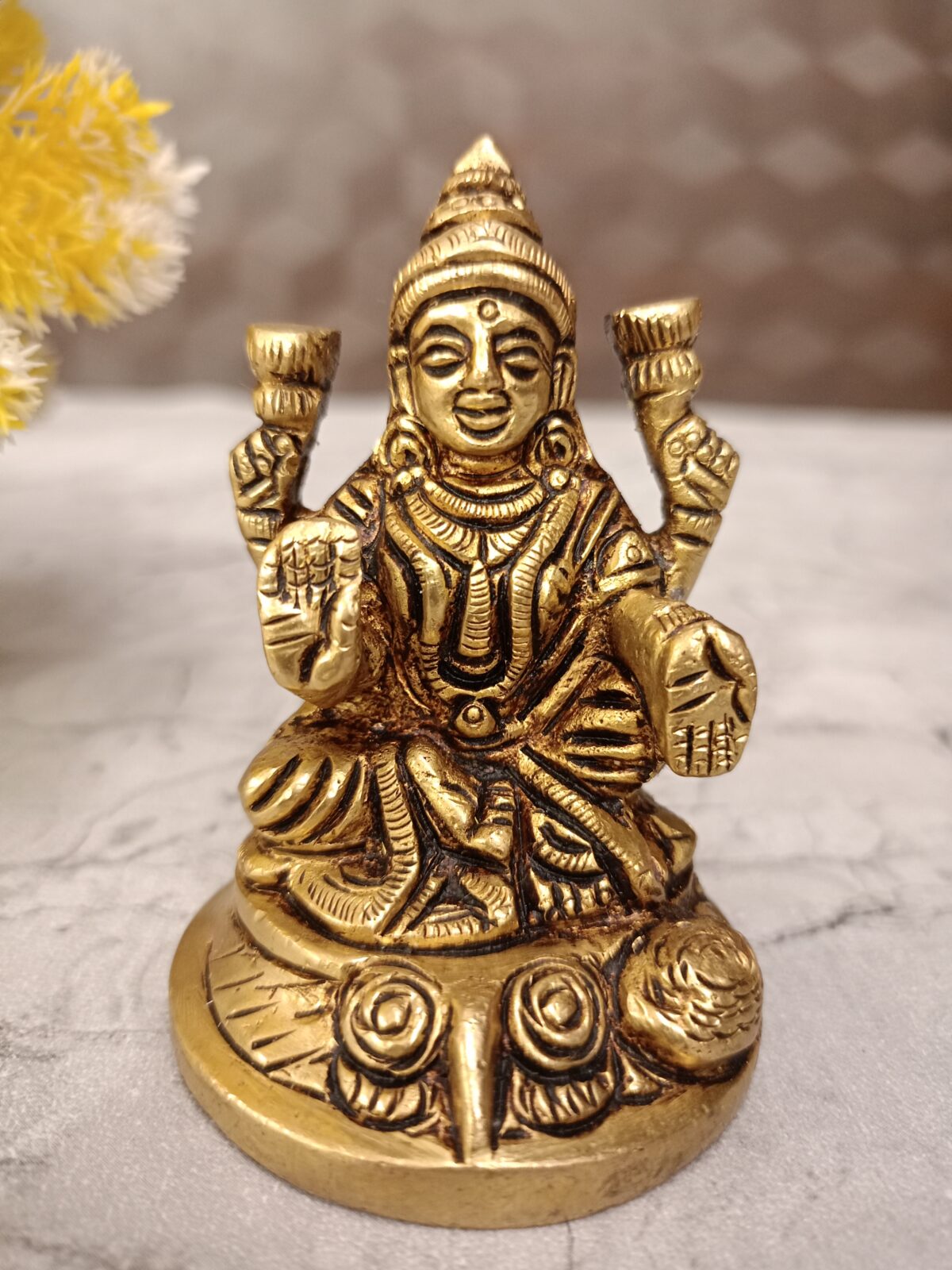 brass lakshmi idol flowers pooja vgocart coimbatore india3 scaled