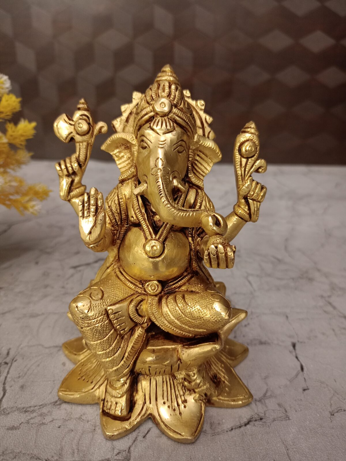 brass lotus ganesha idol pooja gift antique vgocart coimbatore india3 scaled
