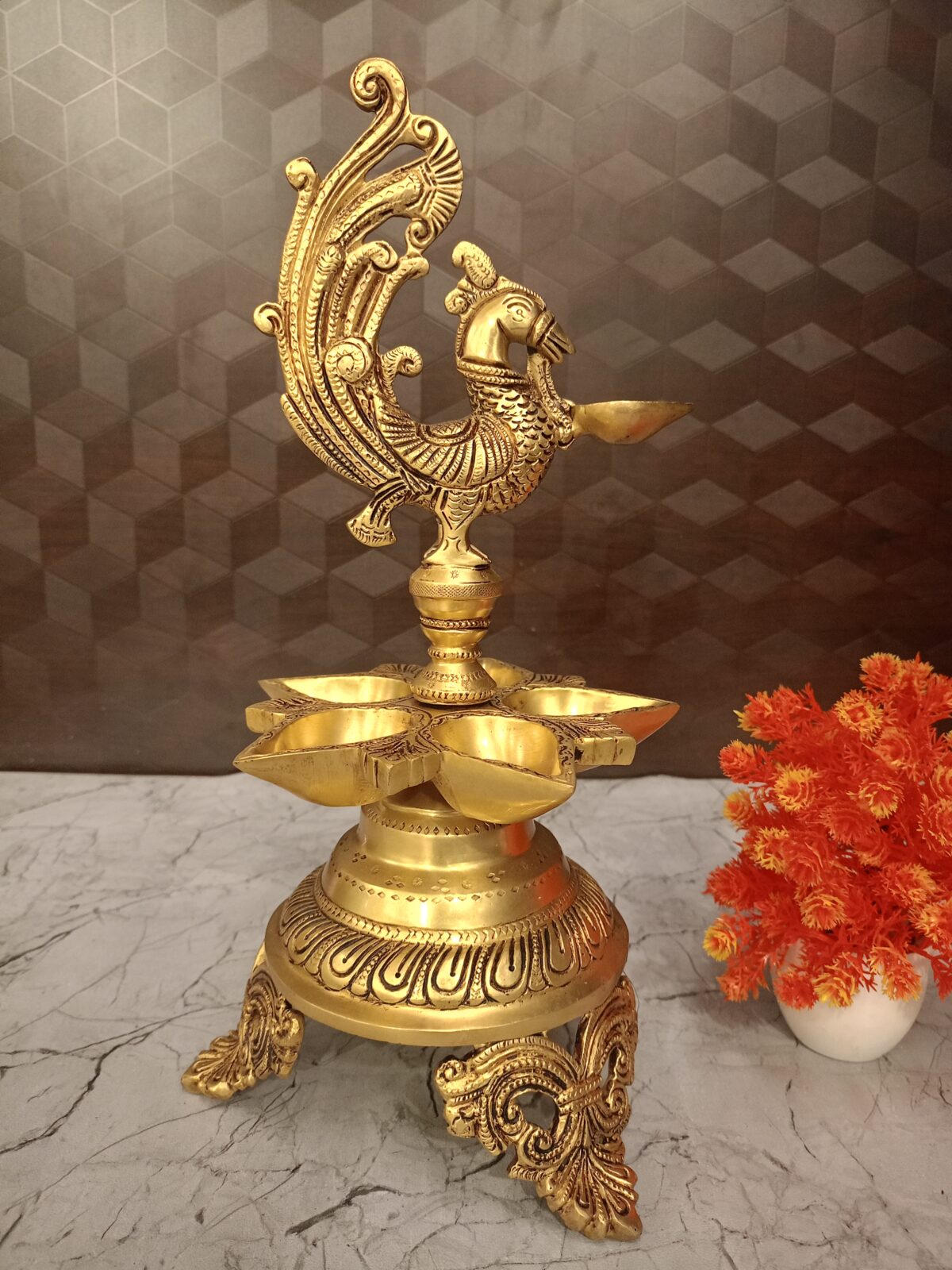 brass peacock diya big antique gift pooja vgocart coimbatore india scaled