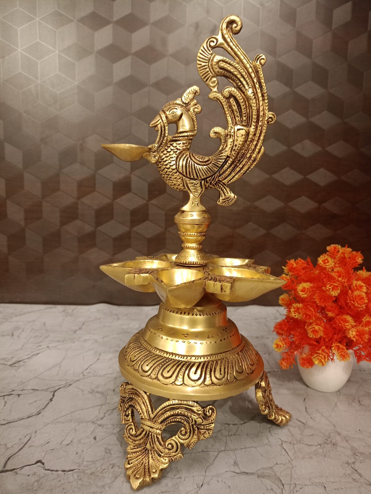 brass peacock diya big antique gift pooja vgocart coimbatore india3 scaled