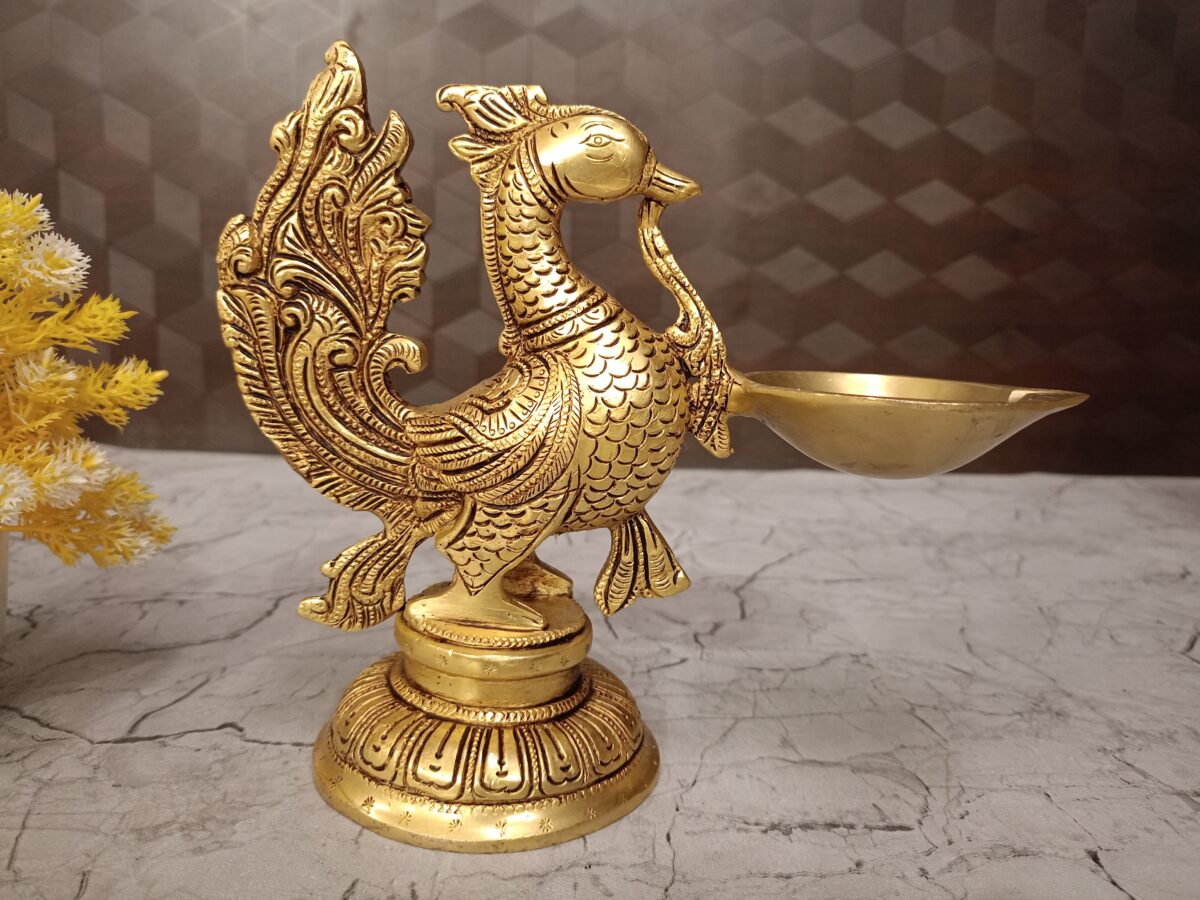 brass peacock diya idol pooja gift coimbatore india1 scaled