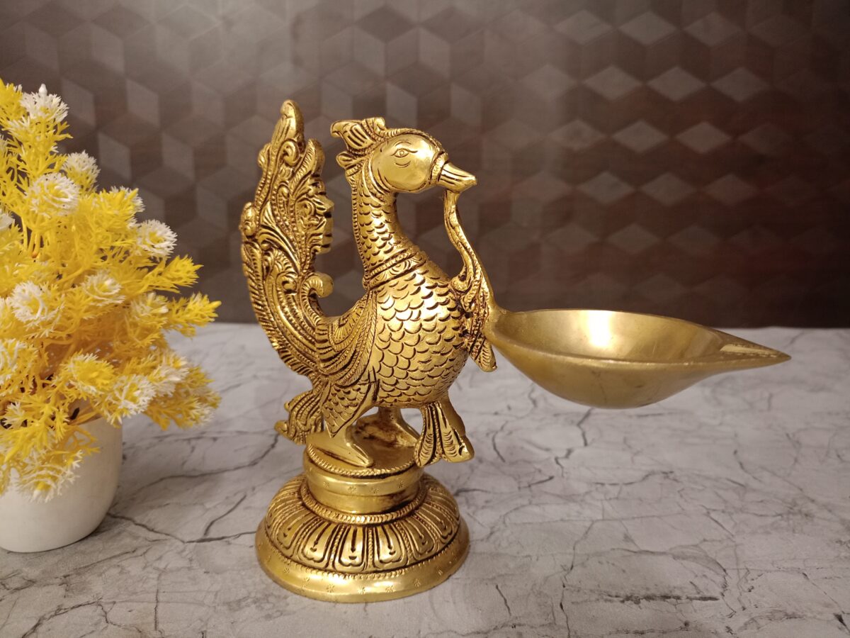 brass peacock diya idol pooja gift coimbatore india2 scaled