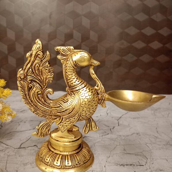 Buy Brass Peacock With Diya Idol 7"