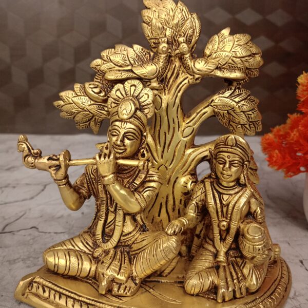 brass radha krishna idol tree pooja gift antique vgocart coimbatore india