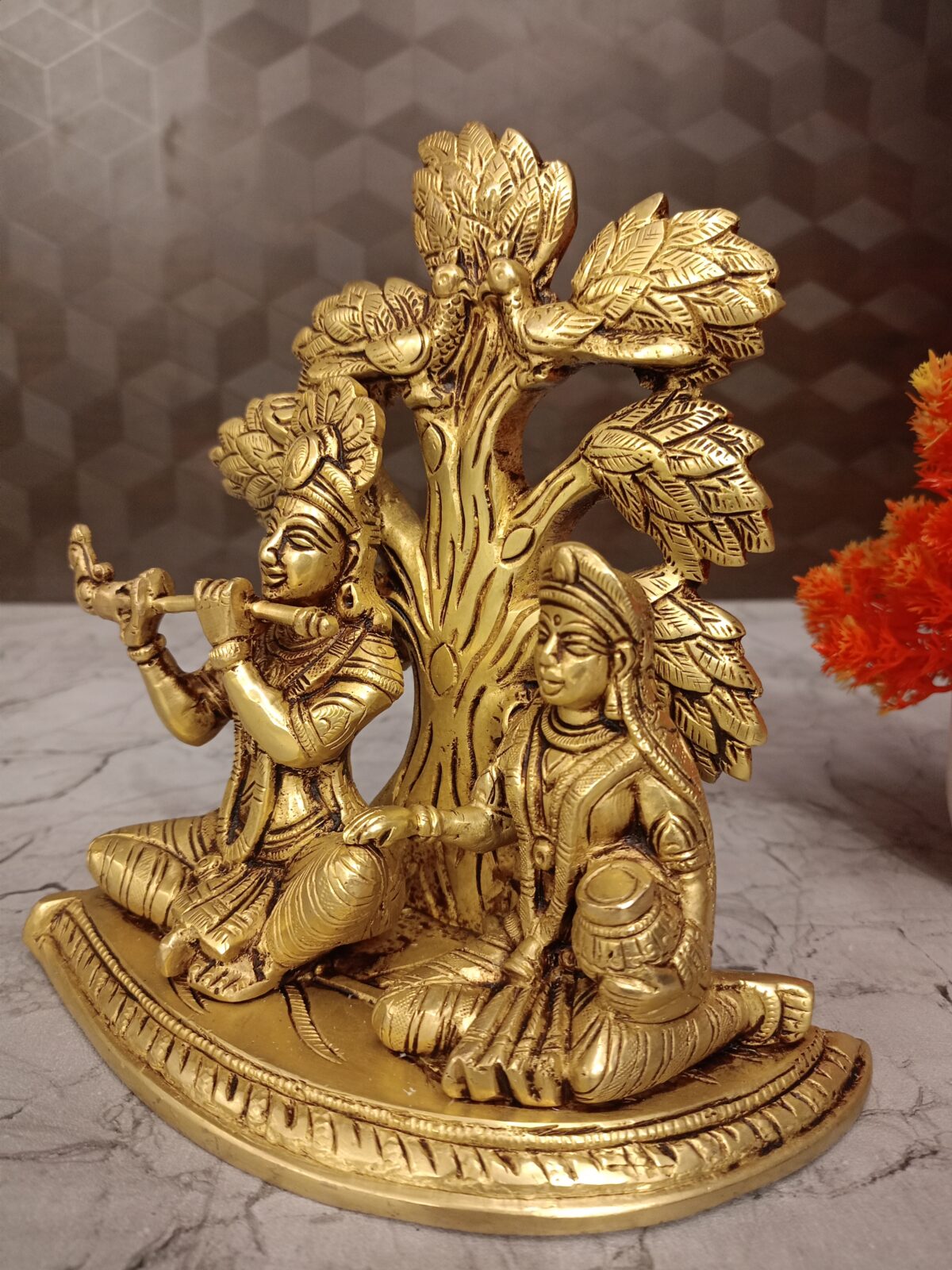 brass radha krishna idol tree pooja gift antique vgocart coimbatore india3 scaled