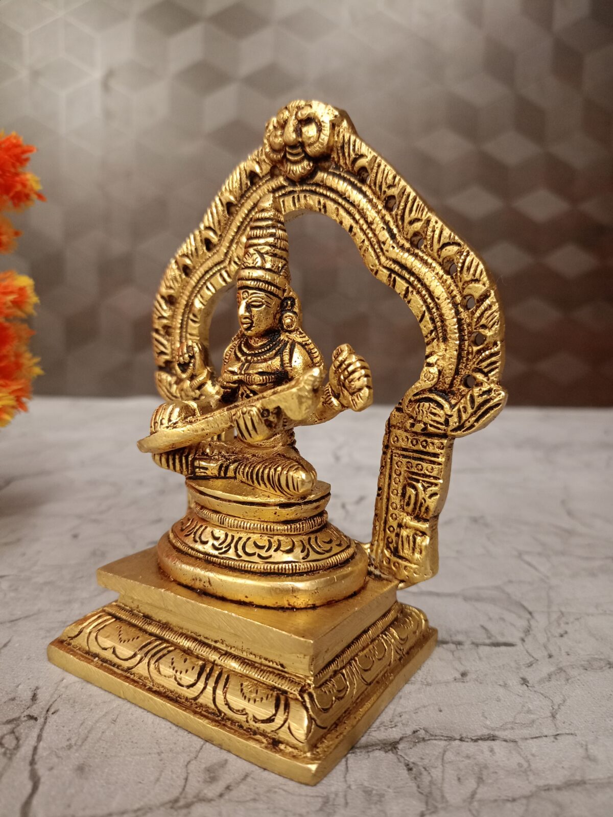 brass saraswathi idol pooja gift antique coimbatore india3 scaled