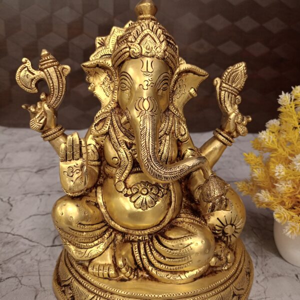 Buy Brass Big Sofa Ganesha Statue 9.5" For pooja