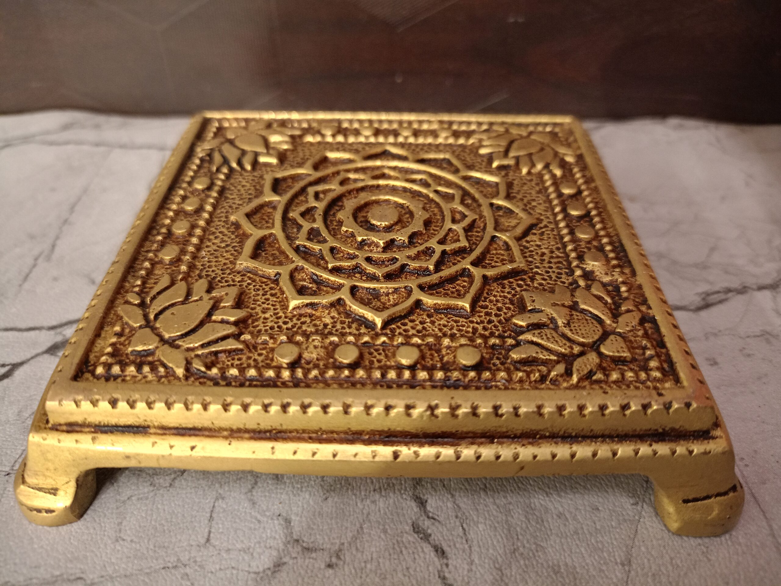 oplus_0 Buy Brass Square Chowki Stand 1" - Image 1