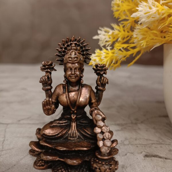 Buy Panchaloha Lakshmi Sitting On Lotus Base With Coin Pot 2"