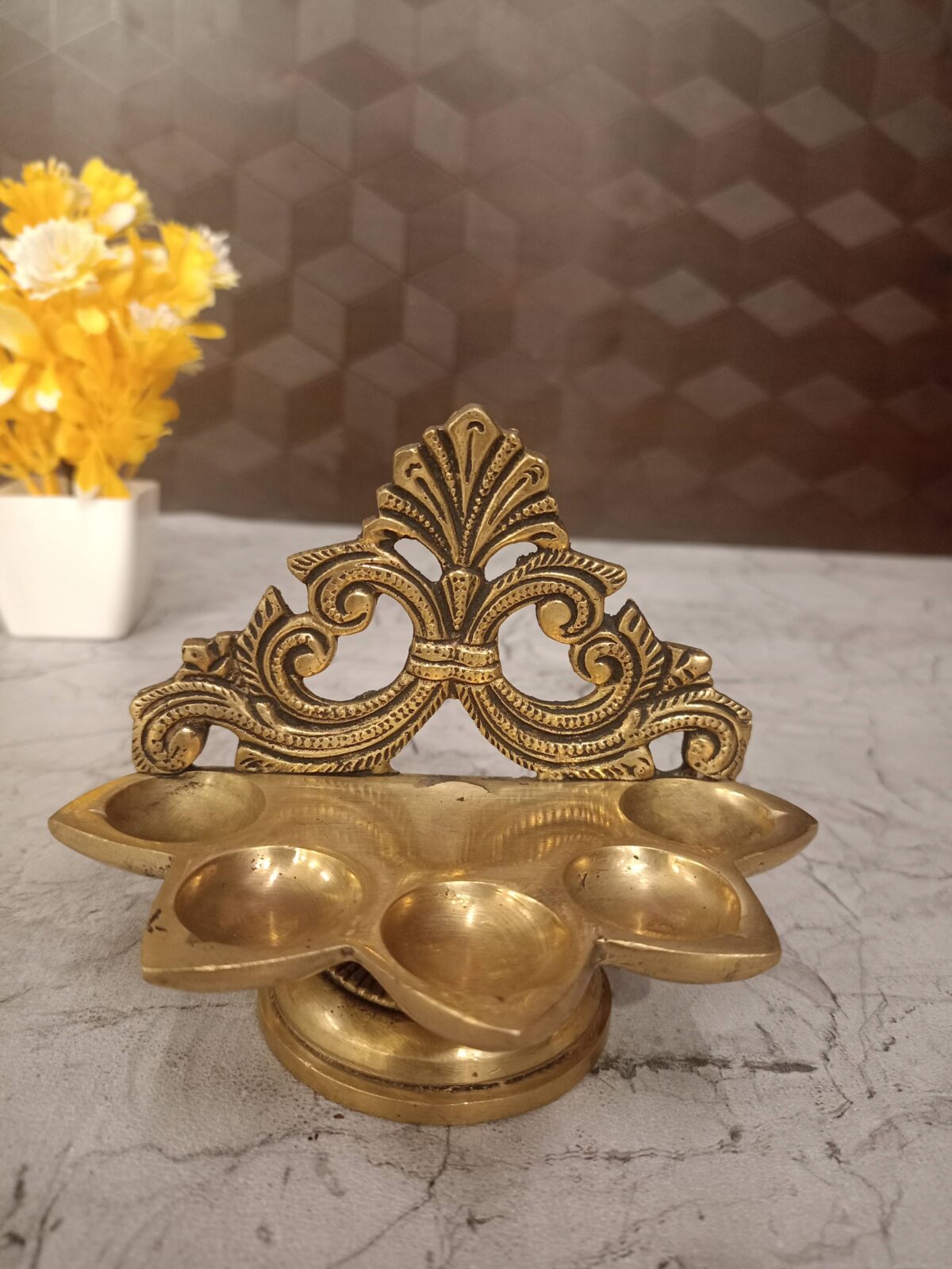 brass designer five face diya pooja gift vgocart coimbatore india scaled