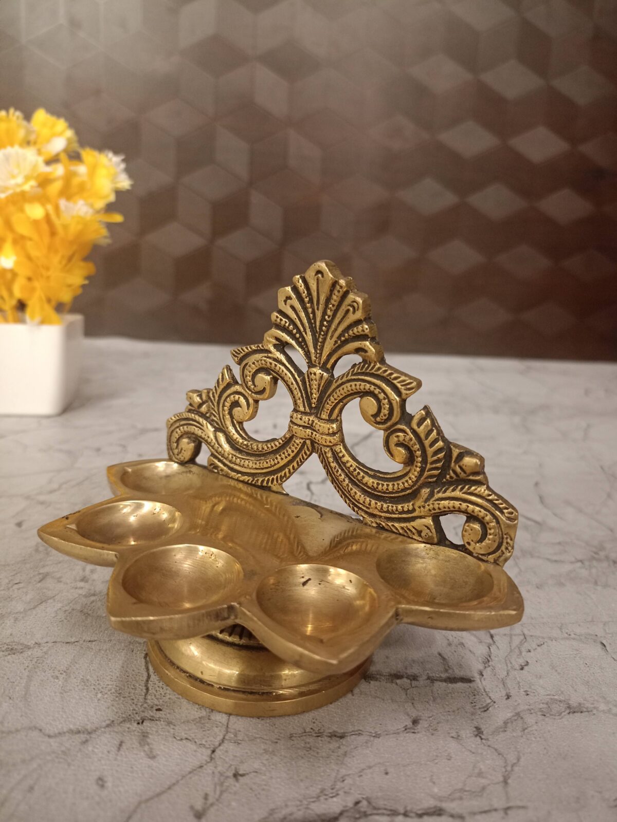 brass designer five face diya pooja gift vgocart coimbatore india1 scaled