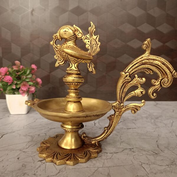Buy Pure Brass Designer Annam Diya 7.5", Superfine & Handicraft Idol