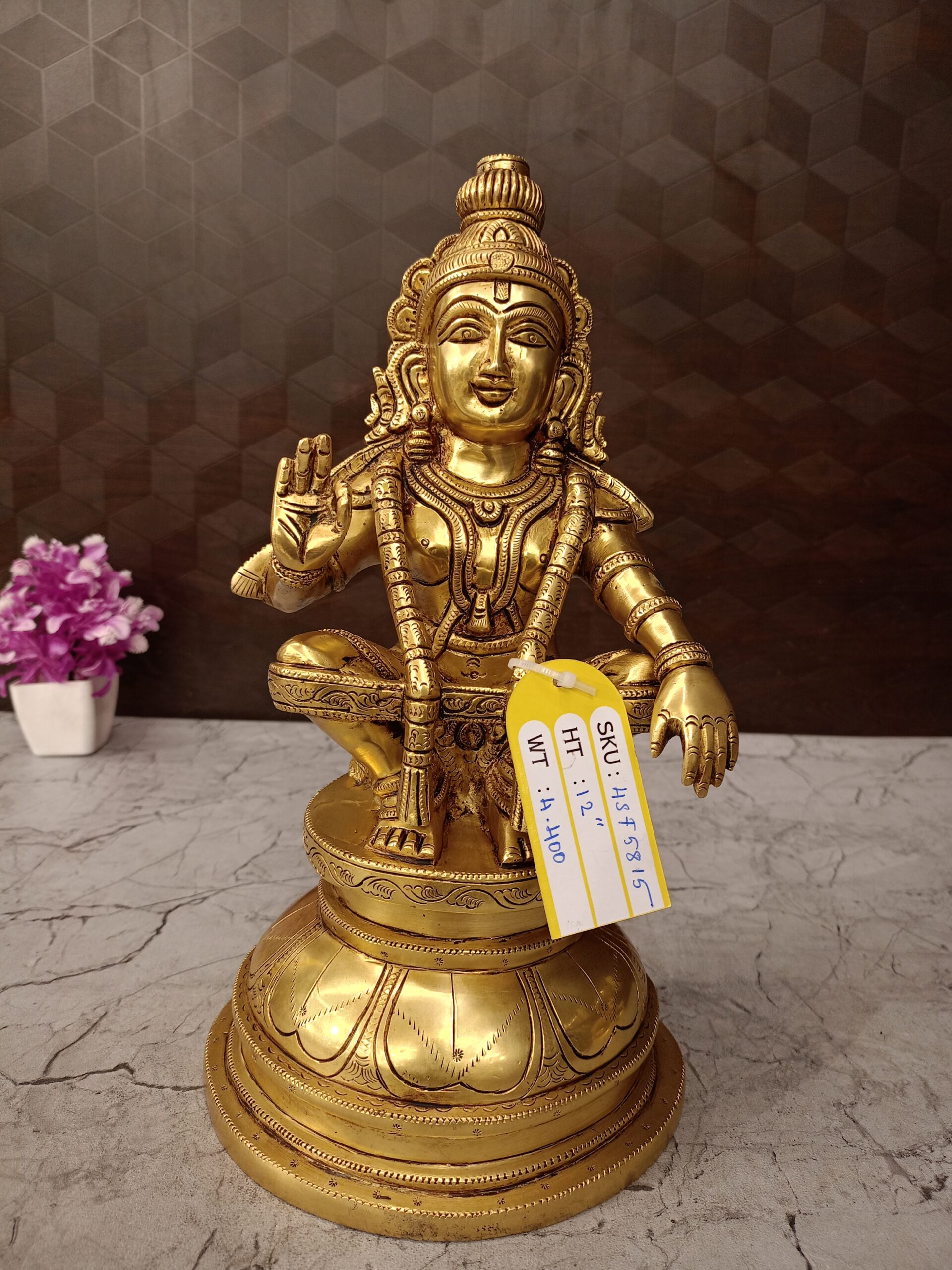 Buy Superfine Brass Ayyappan Statue For Pooja 12" 1 brass-ayyapan-idol