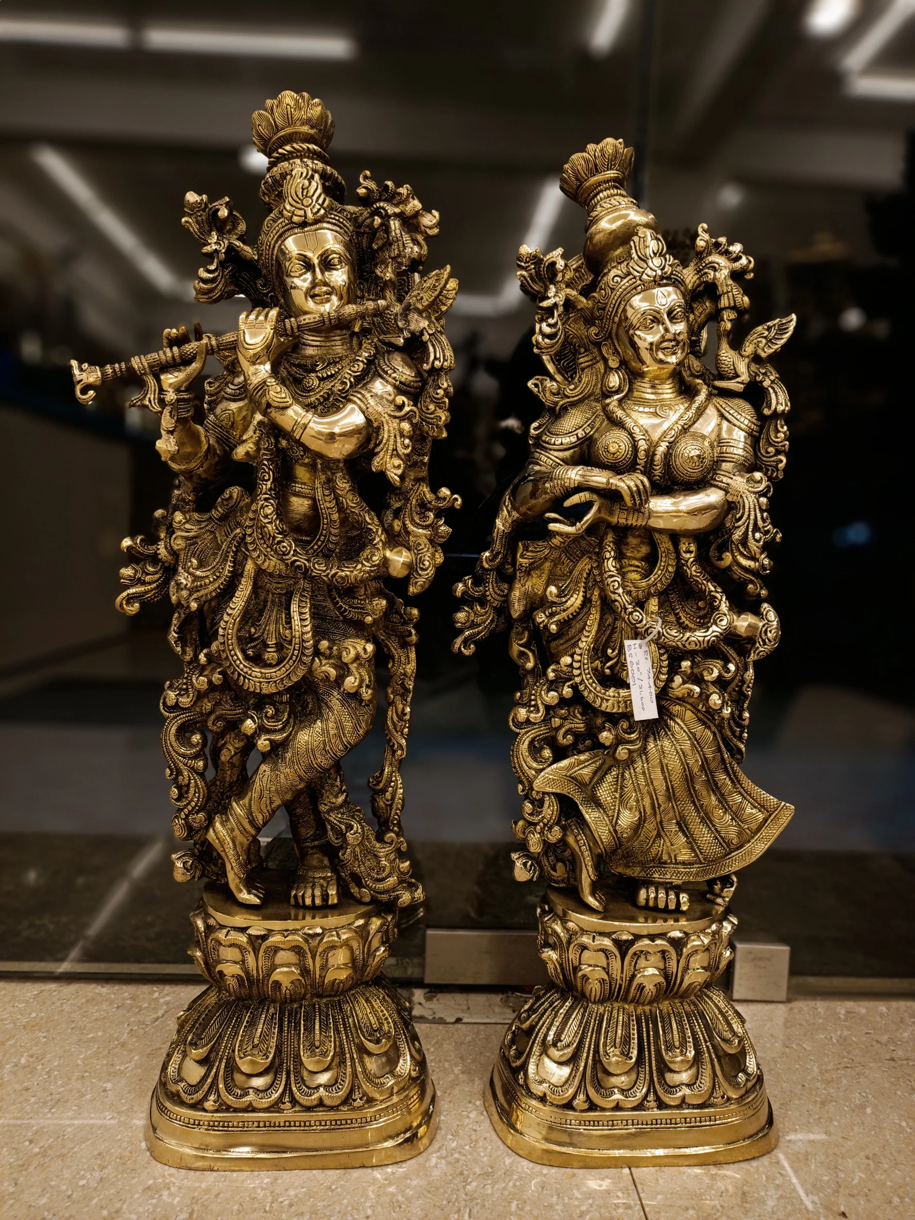 brass-radha-krishna-idol-pooja-gift-vgocart-coimbatore-india Brass Radha Krishna Idol Antique Finish 30'' - Image 1