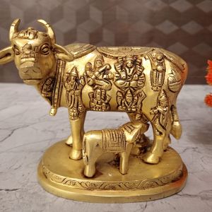 Buy Brass Multi God Cow And Calf Statue 5″