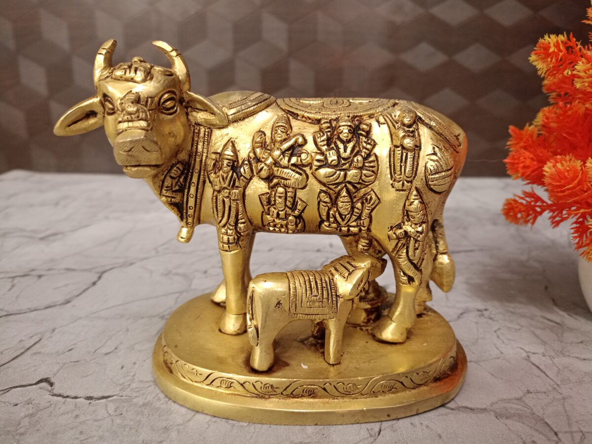 Buy Brass Multi God Cow And Calf Statue 5″