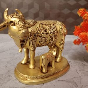 Buy Brass Multi God Cow And Calf Statue 5″