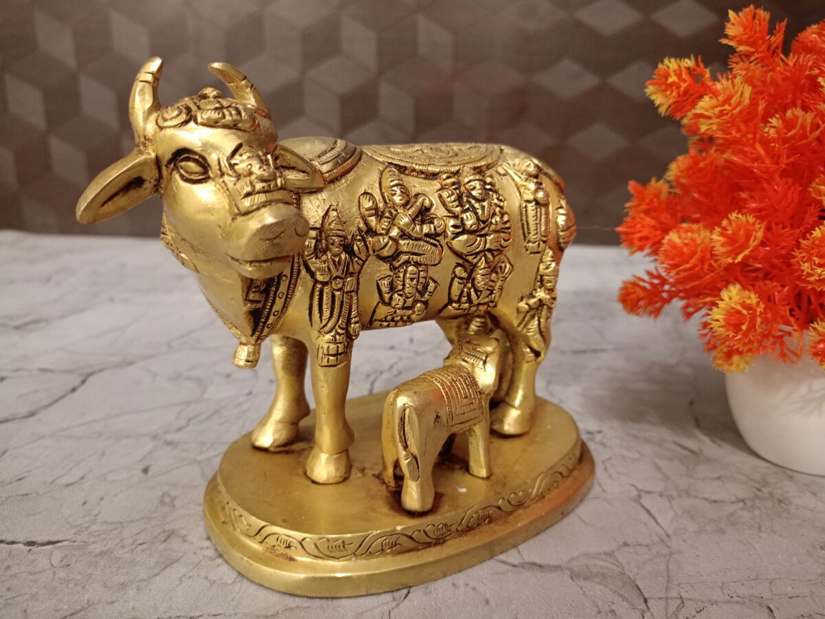 Buy Brass Multi God Cow And Calf Statue 5″