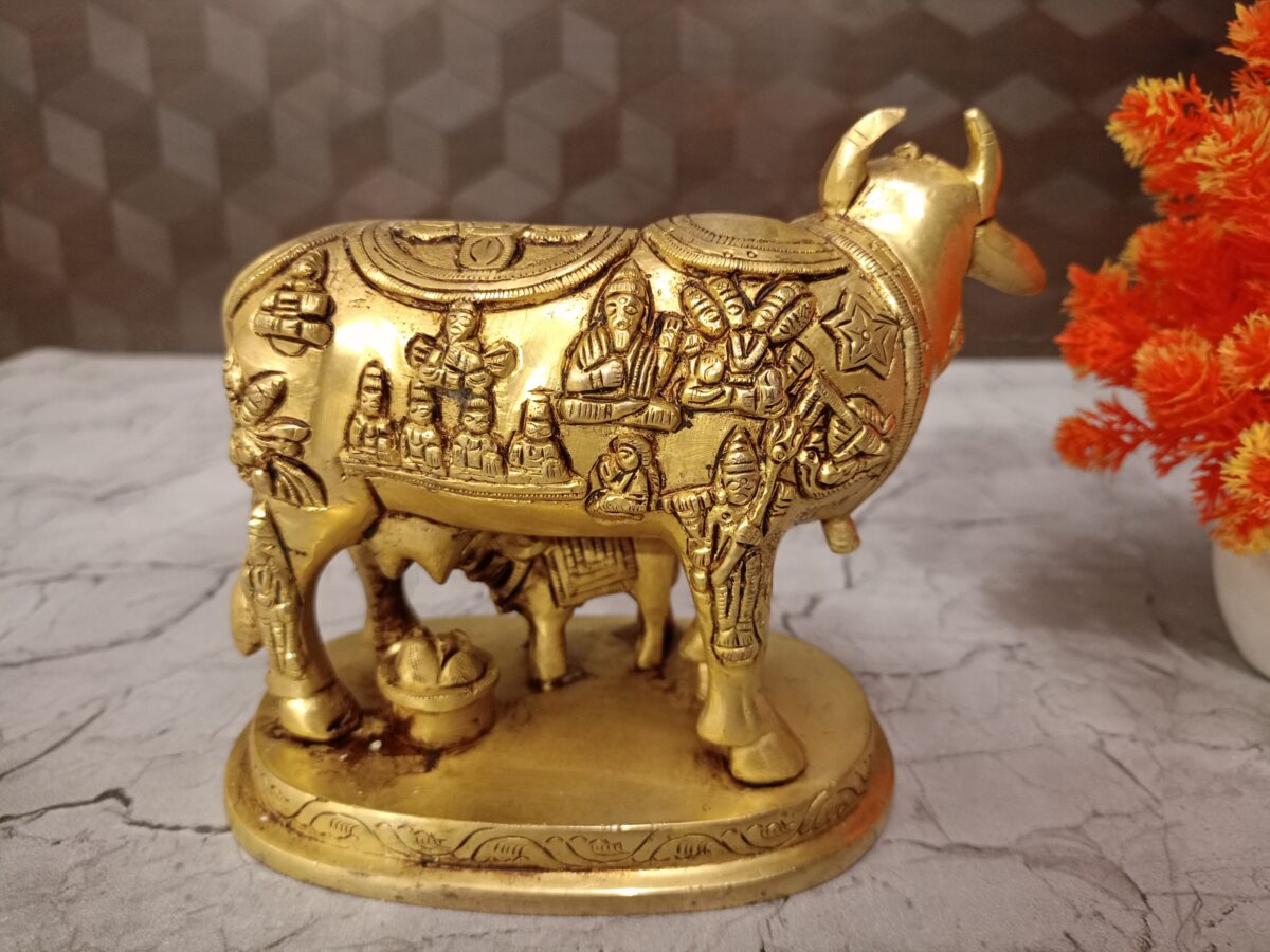 Buy Brass Multi God Cow And Calf Statue 5″