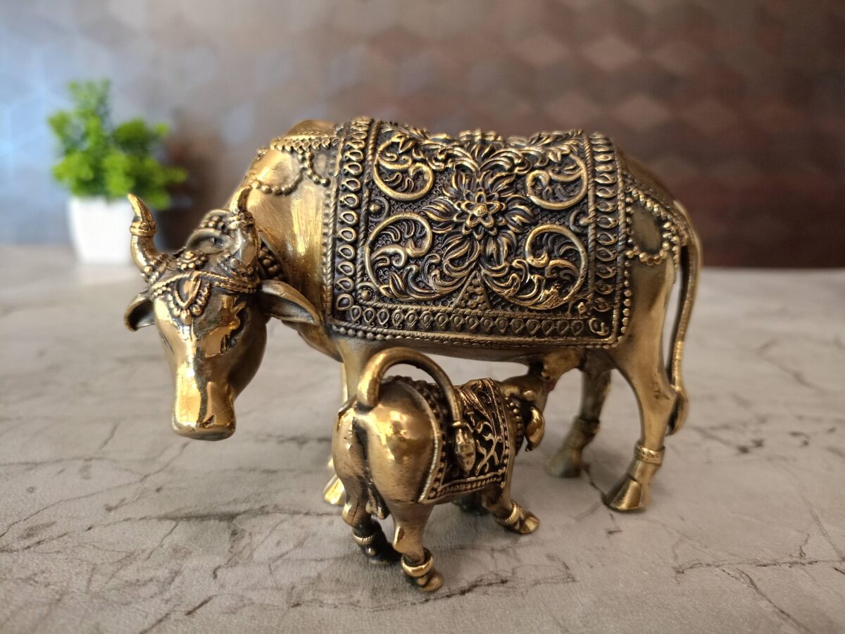 brass cow calf fine art pooja gift vgocart coimbatore india scaled