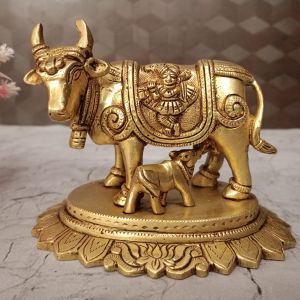 Buy Brass Cow And Calf With Radha Krishna Statue 4.5″