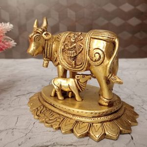 Buy Brass Cow And Calf With Radha Krishna Statue 4.5″