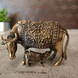 Buy Brass Fine Art Cow and Calf Black Antique Finish 2.5″