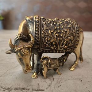 Buy Brass Fine Art Cow and Calf Black Antique Finish 2.5″