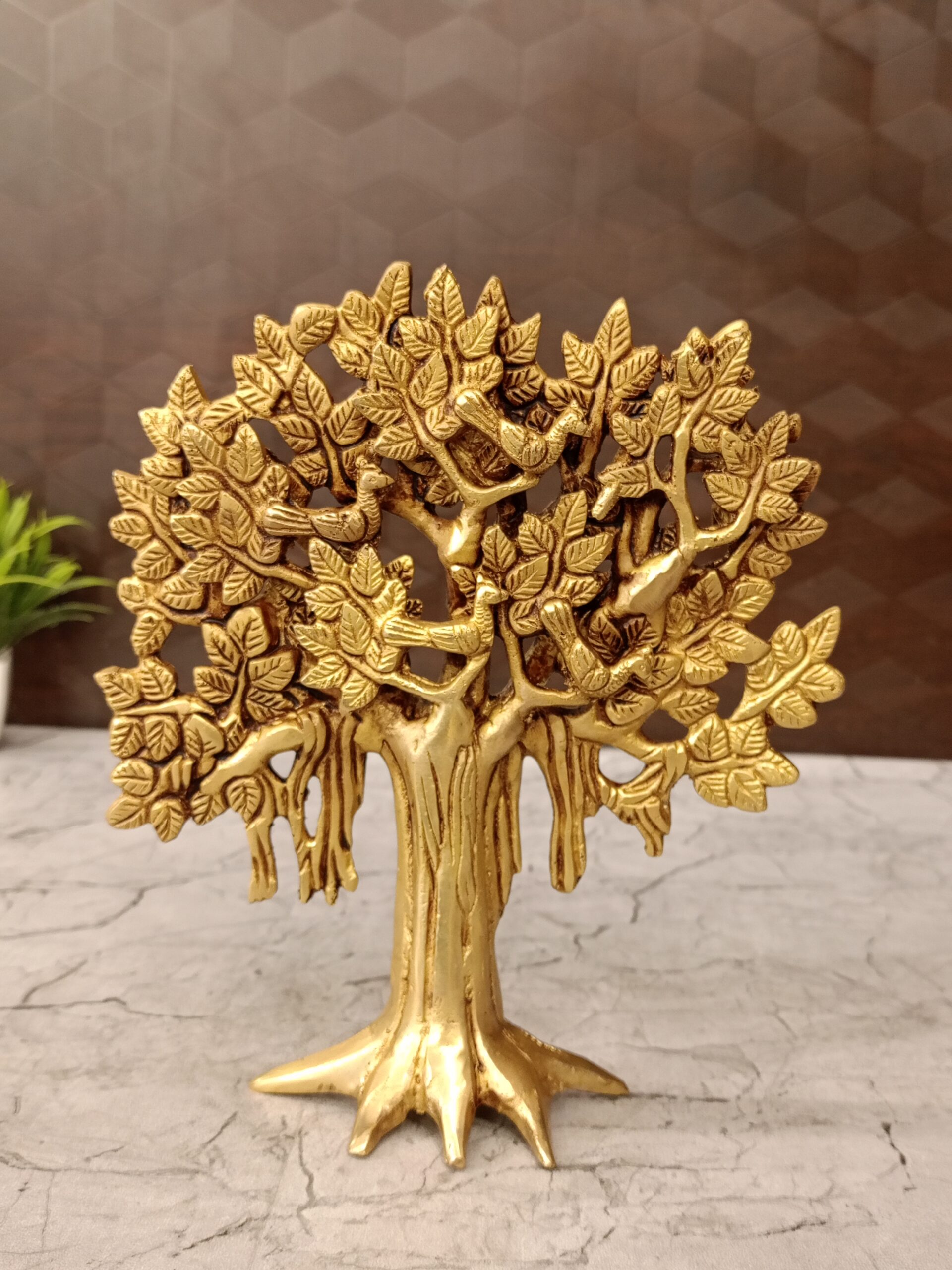 Buy Brass Karpagavirsham Tree For Pooja, Home Decor 8" 1 brass-kalpavirucksha-tree