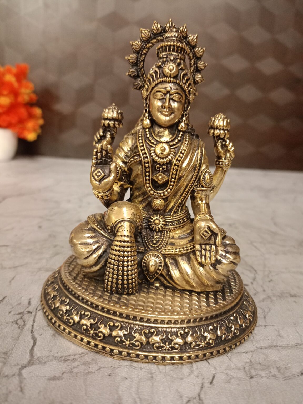 Buy Brass Lakshmi Statue Black Antique Finish 5.5″