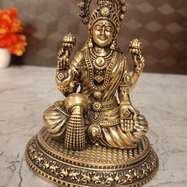 Buy Brass Fine Art Lakshmi Statue With Black Antique Finish 5.5"