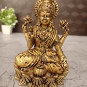 Buy Brass Fine Art Lakshmi Sitting On Lotus 5″