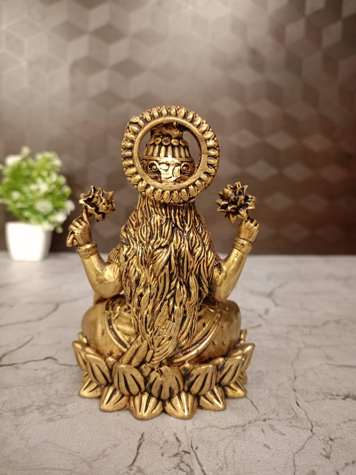 Buy Brass Fine Art Lakshmi Sitting On Lotus 5″