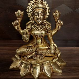 Buy Brass Lakshmi Sitting On Lotus Base 5.5″