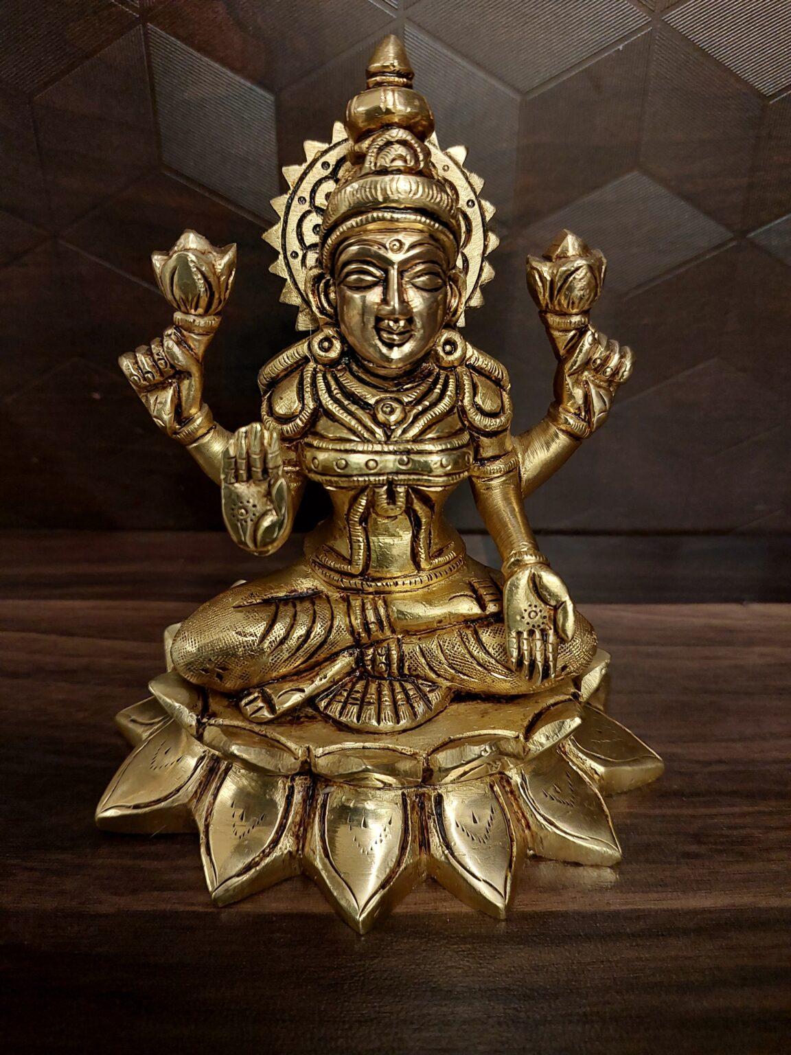 Buy Brass Lakshmi Sitting On Lotus Base 5.5″