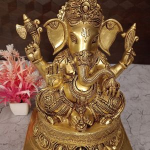 Buy Brass Ashta Ganesha sitting On Square Base 13″