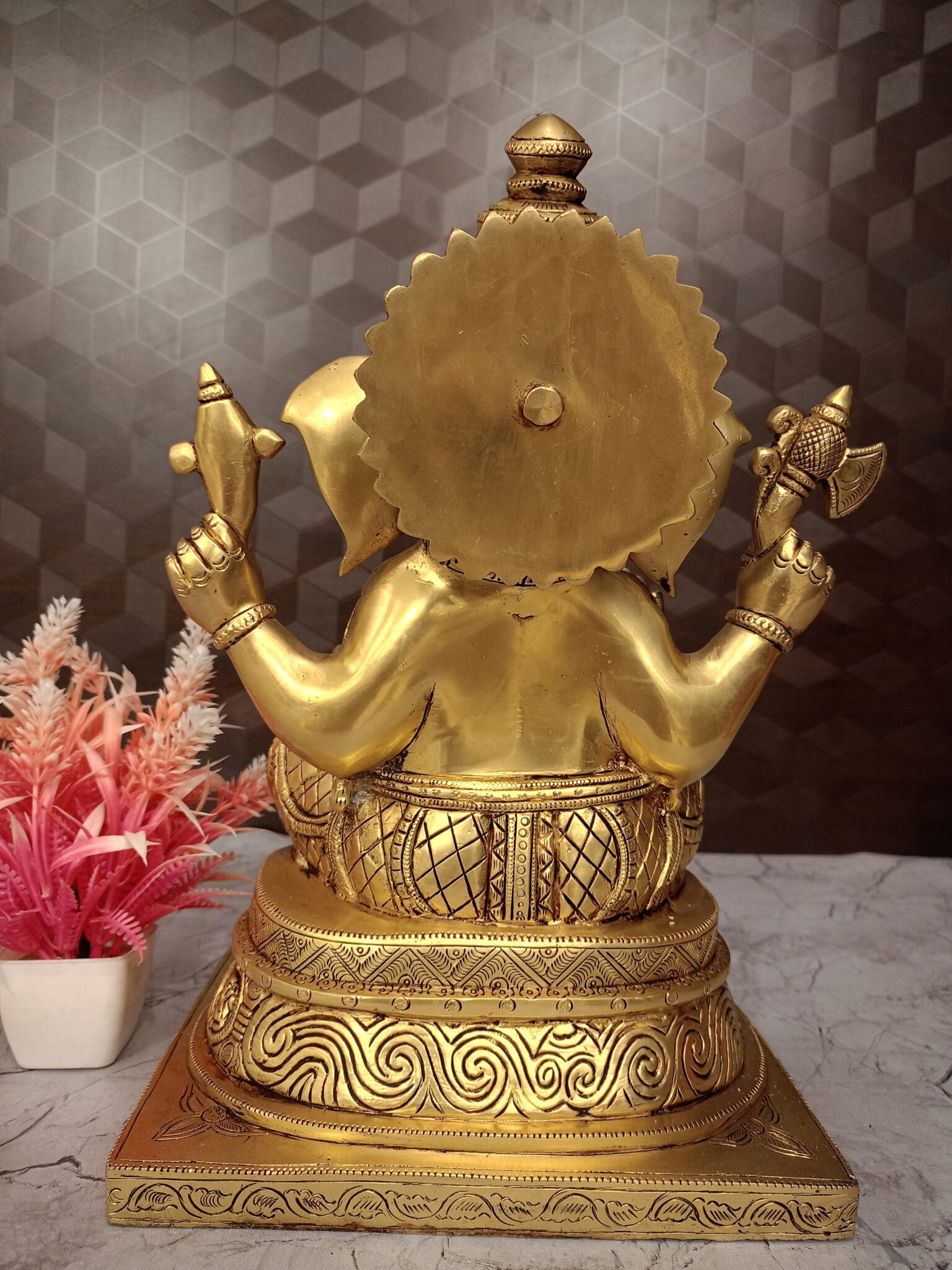 Buy Brass Ashta Ganesha sitting On Square Base 13″