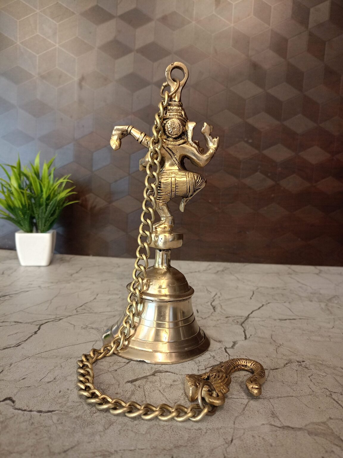 Buy Brass Ganesha With Bell Wall Hanging 23″