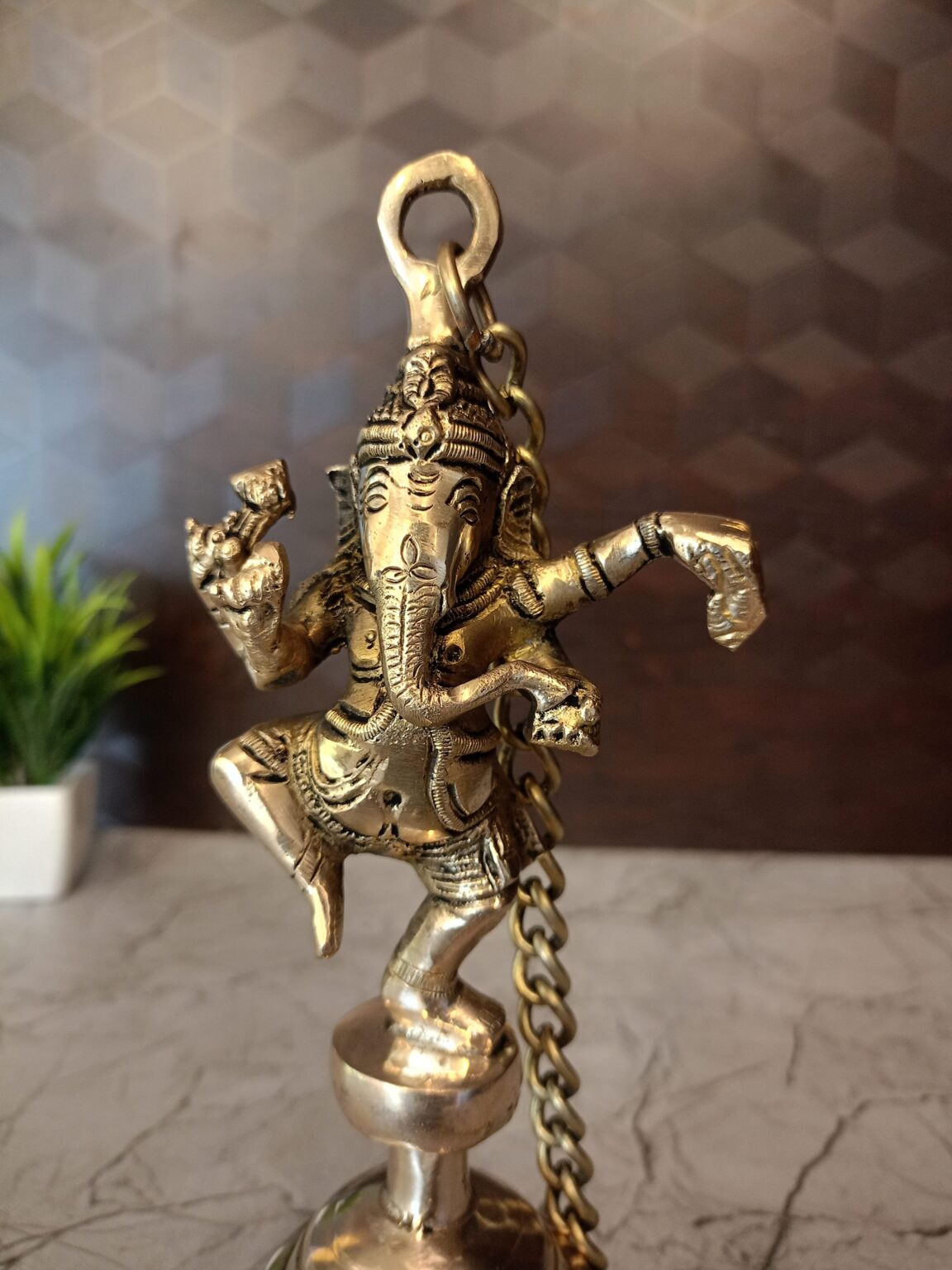 Buy Brass Ganesha With Bell Wall Hanging 23″