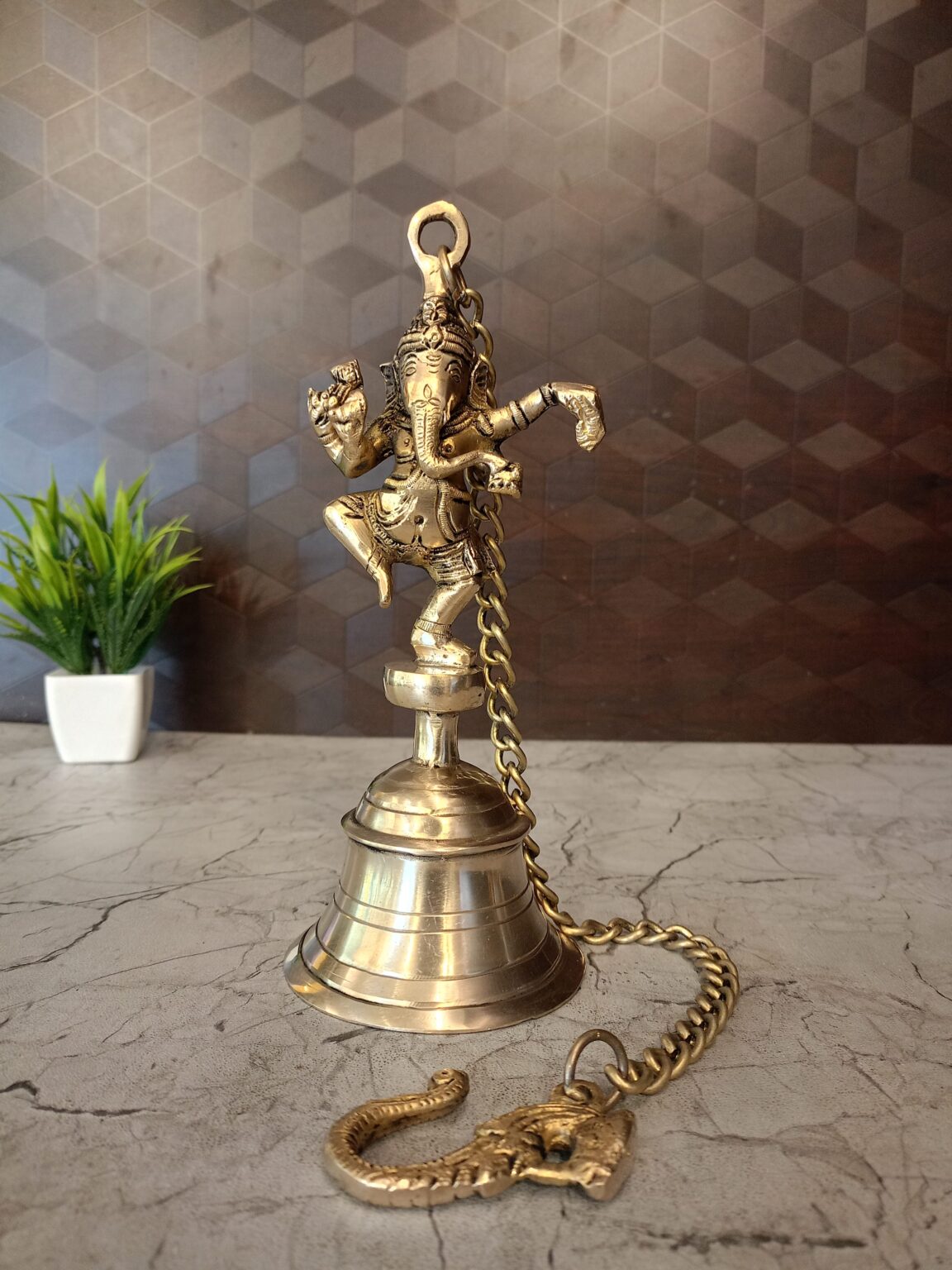 Buy Brass Ganesha With Bell Wall Hanging 23″