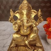 Buy Brass Ganesha Sitting On Square Base 10″