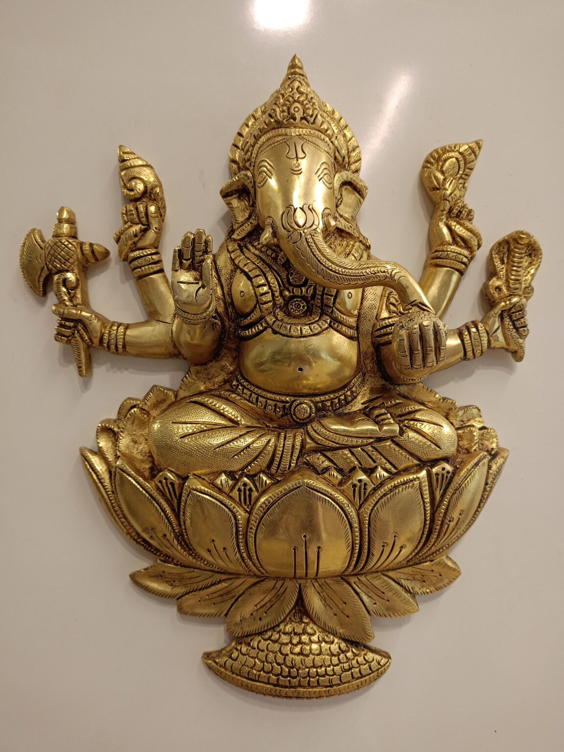 Buy Brass Wall Mount Ganesha With Lotus 12″