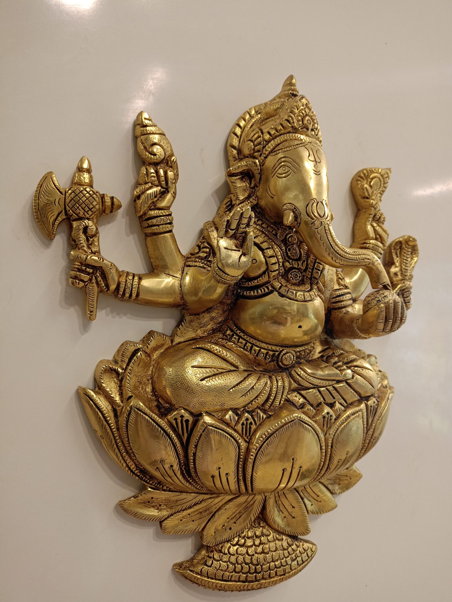 Buy Brass Wall Mount Ganesha With Lotus 12″