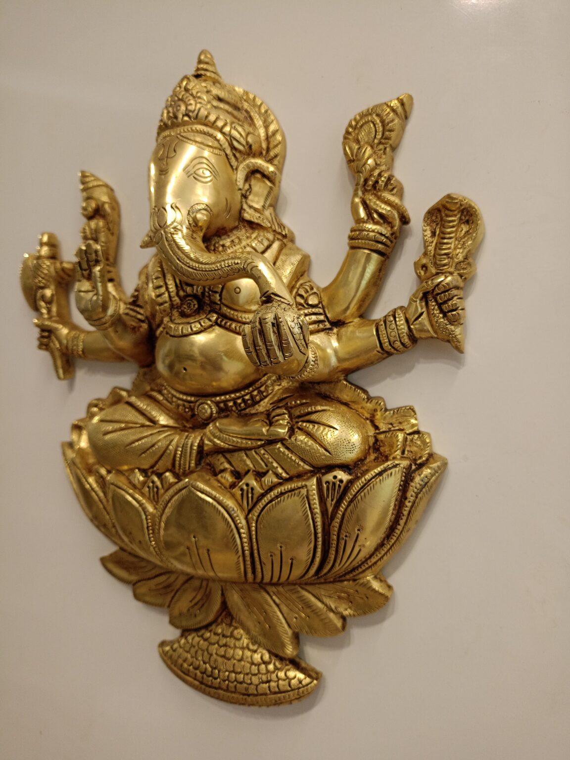 Buy Brass Wall Mount Ganesha With Lotus 12″