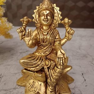 Buy Brass Lakshmi Sitting On Lotus Base 5.5″